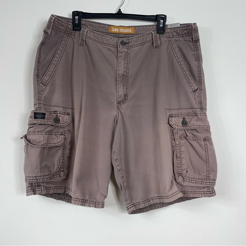 Lee Dungarees Shorts 40 Y2K Neutral Brown Cargo Baggy Skater Grunge relaxed
